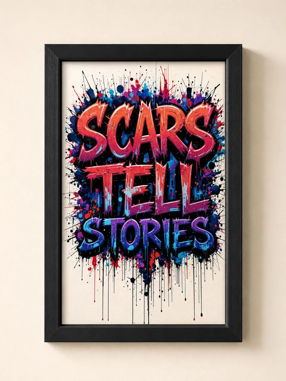 Scars Tell Stories" Graffiti Typography Framed Wall Art